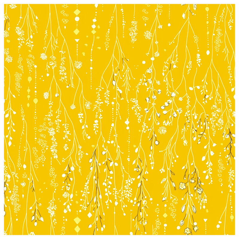 Coussin floral, motifs à double face, Carré 20 po, Motif floral jaune