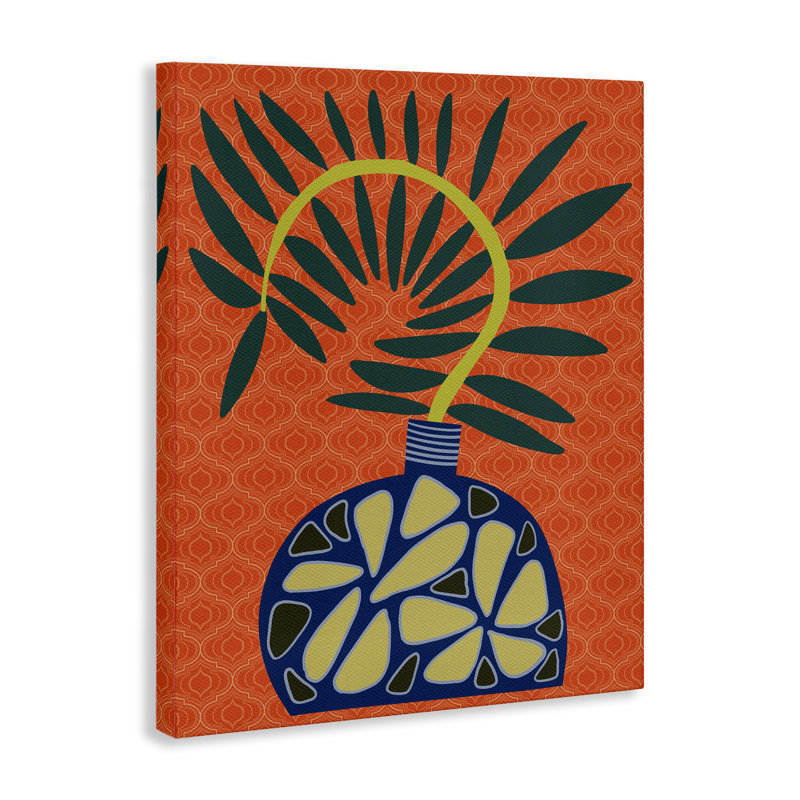 Art mural moderne sur vase orange par Regina Moore, H 30 po x l 24 po