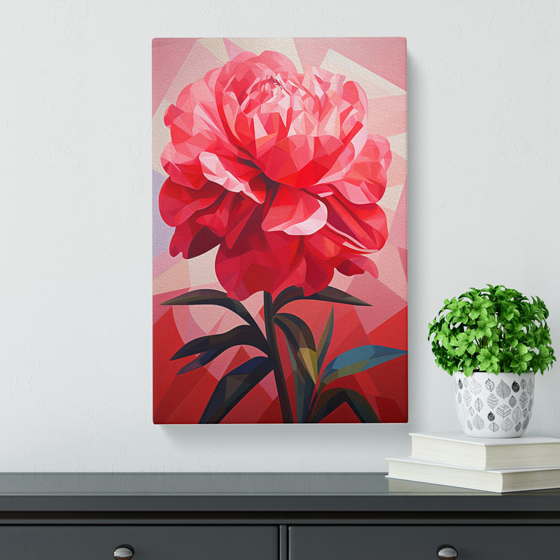 Peony Flower Constructivism - No Frame Print, 76cm H x 50cm W x 3cm D