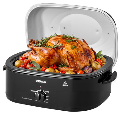 Electric Roaster Oven, 18 Qt, Turkey Roasting Pan, Black, 1450W Power, Metal Self-Basting Lid, 150-450°F Heat Control, Countertop Turkey Cooker with Defrost/Warm, Removable Pan and Rack