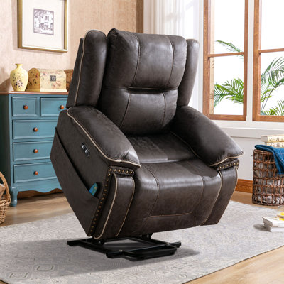 Fauteuil inclinable électrique en cuir végétalien à double moteur Khristina