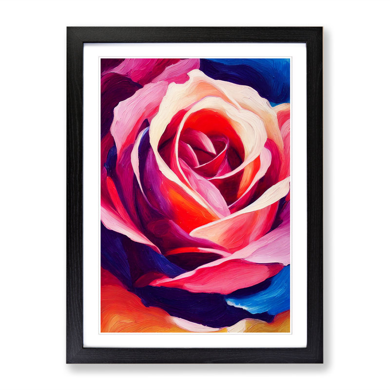 Rose Flower Vol.4 - Single Picture Frame Painting, 34cm H x 25cm W x 2cm D, Oak
