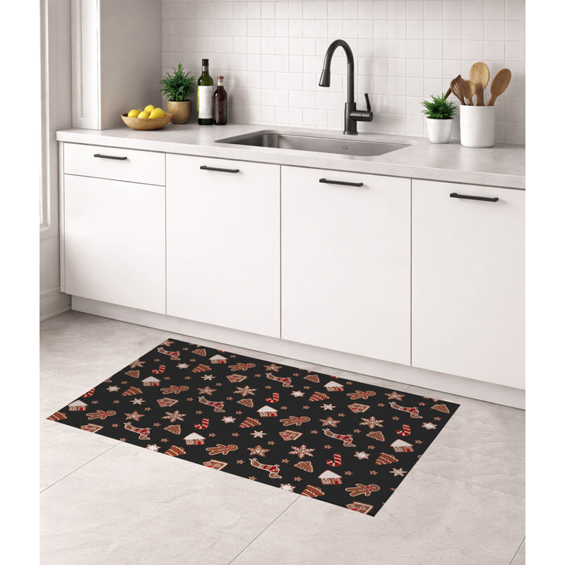 Tapis de cuisine à profil bas Ginger All The Way, Gris anthracite, Rectangulaire 3 pi x 5 pi