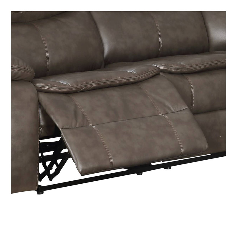 Canapé modulaire inclinable manuel en simili cuir Tavin avec console porte-gobelet