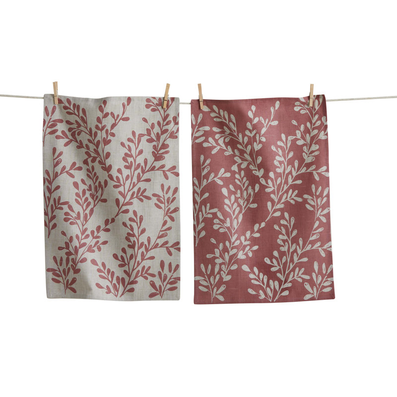 Canyon Print Leafy Vine Purple Kitchen Towel Set  Everyday Dishtowels, Machine Washable., Purple