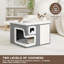 Cages à chat pour chats d'intérieur, lit-grotte couvert avec patin à griffes et boule pelucheuse, maisonnette pliable pour chat pour grands chats (gris, grand)