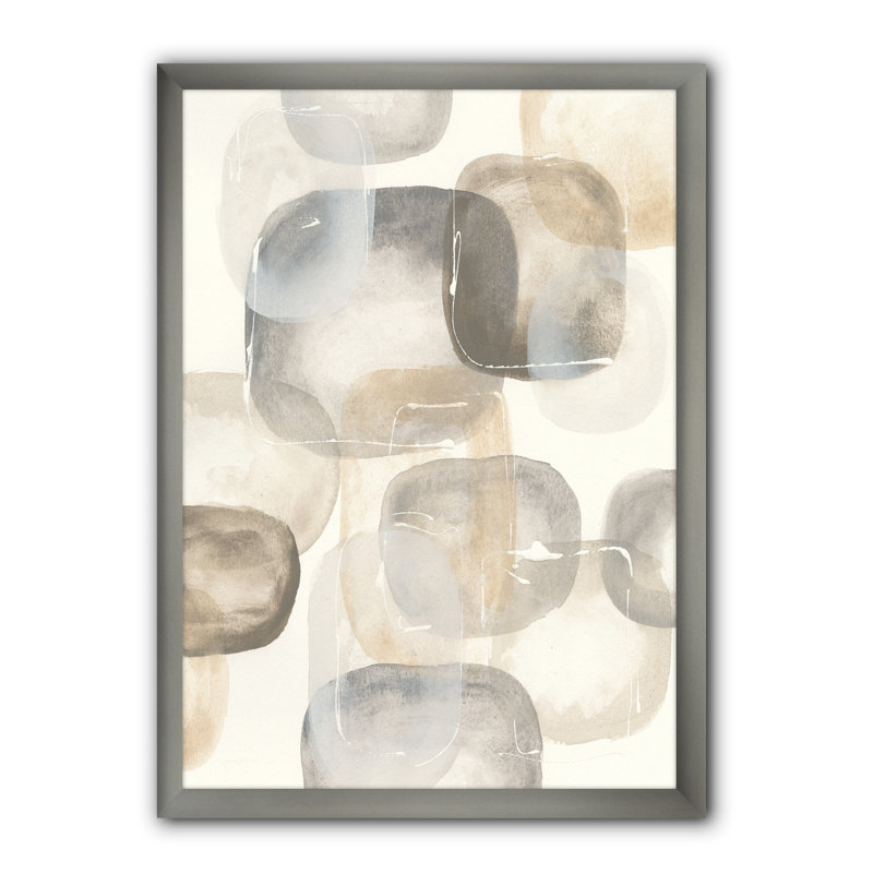 « neutral oval gray pierres ii »-image image sur toile, H 46 po x l 36 po x P 1,5 po, Cadre argenté