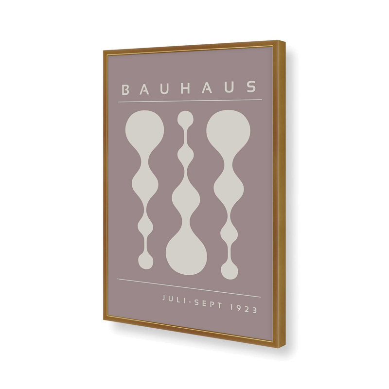 «Warm Taupe» rétro, affiche de Bauhaus II, H 17,25 po x l 13,25 po x P 1,25 po, Or poli