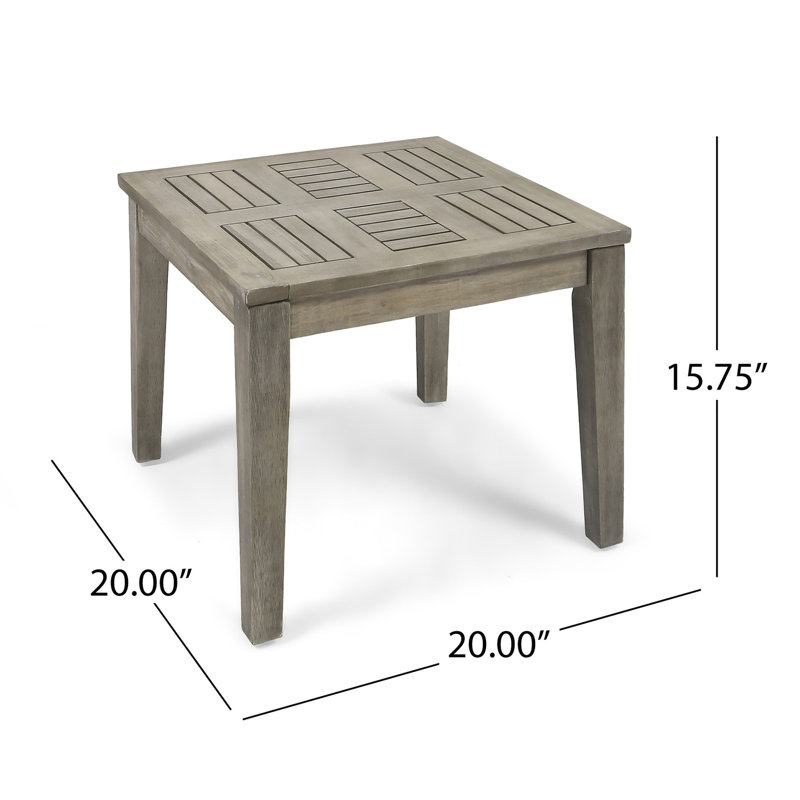 Table d'appoint d'extérieur en bois gris, style transitionnel, 20 x 20 x 15,99, poids minimal de 30 lb, transitionnel, capacité maximale