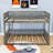 Wood Full XL Over Queen Bunk Bed With Ladder And Guardrails-463907333