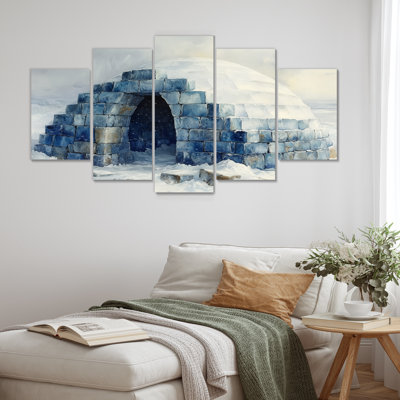 Igloo in Blue and White Tones III - Winter Landscape, ensemble d'art sur toile
