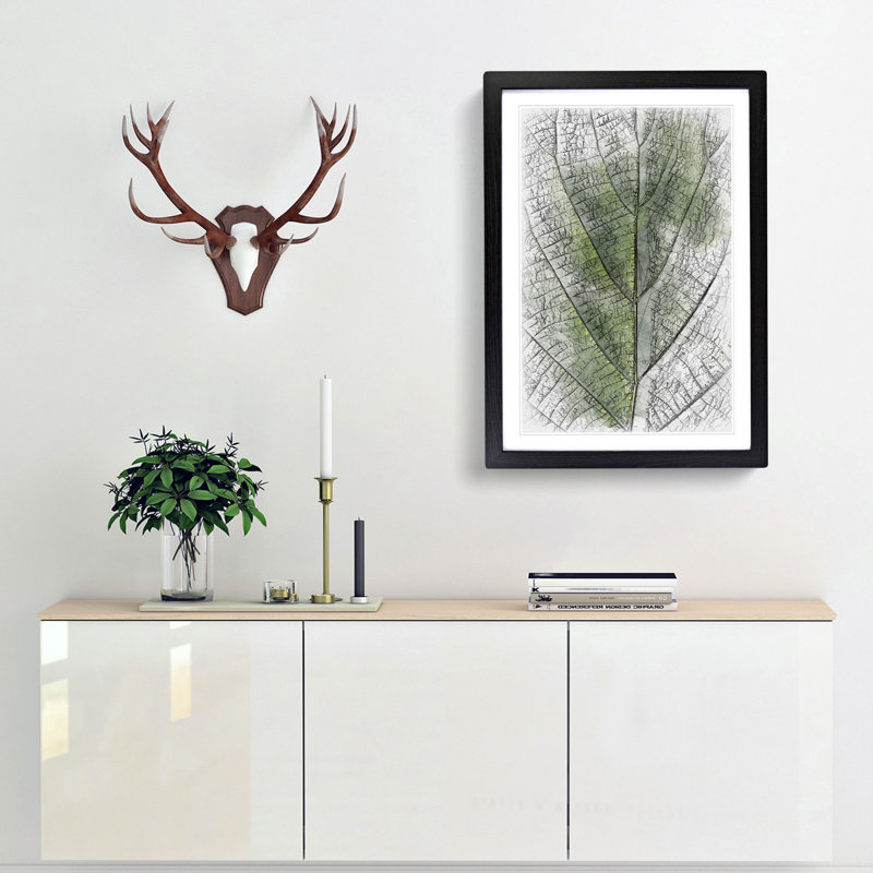 Leaf Pathways - Single Picture Frame Painting on MDF, 33cm H x 24cm W x 2cm D, Black Framed