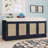 Rattan bench with storage cabinet