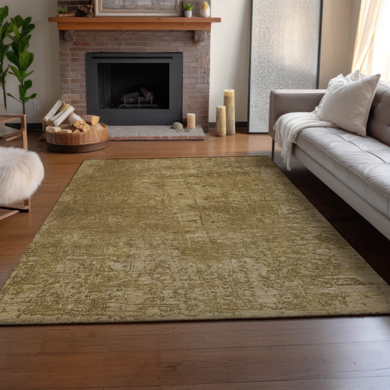 Tapis beige Cerrito AMF559 lavable à la machine de qualité supérieure, Rectangle 10 pi x 14 pi