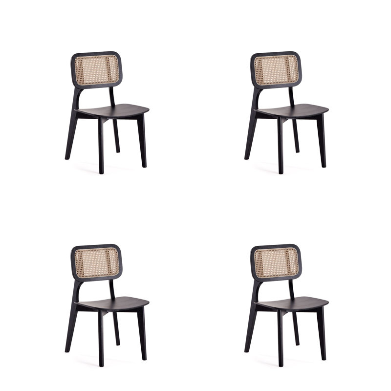 Versailles Industry Chic Ash Wood Dining Side Chair in Black and Natural, Black