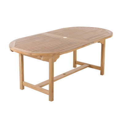 Extendable Teak Oval Solid Wood Dining Table