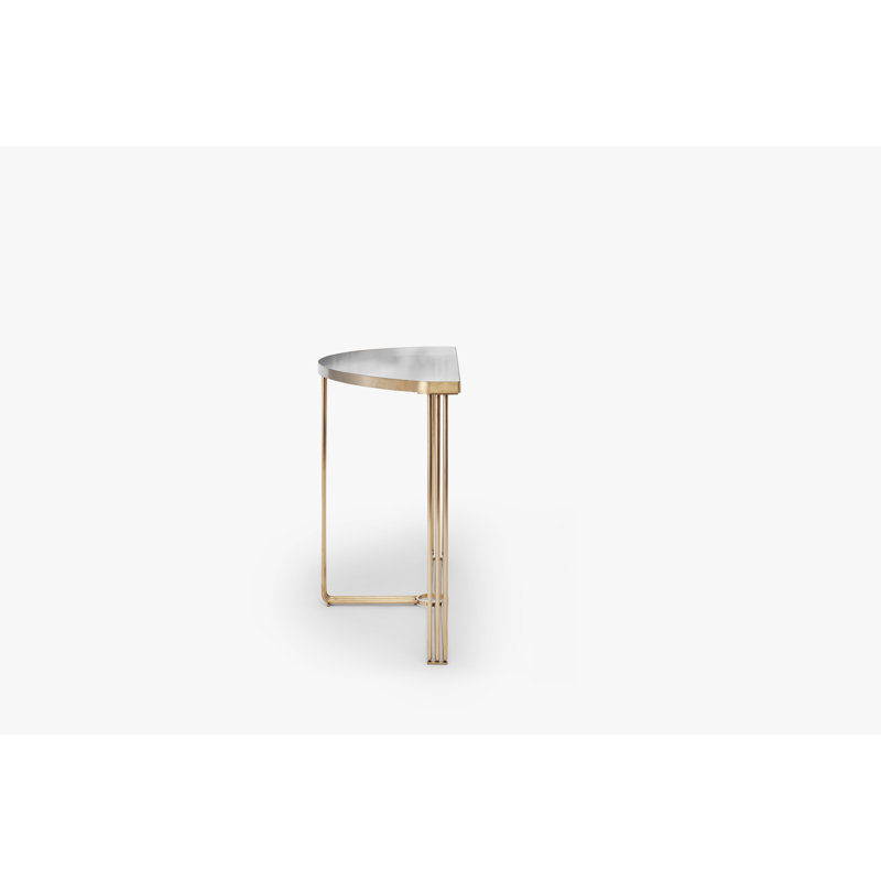 Ariss 109cm Glass Top Console Table, Smoked , Brass 