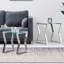 Taoussi 2 - Pieces Luxury Golden Stainless Steel Nesting Tables with Tempered Glass-2008802105