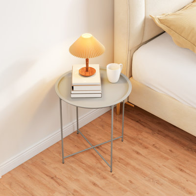 Outsunny Round Small Garden Table Removable Tray