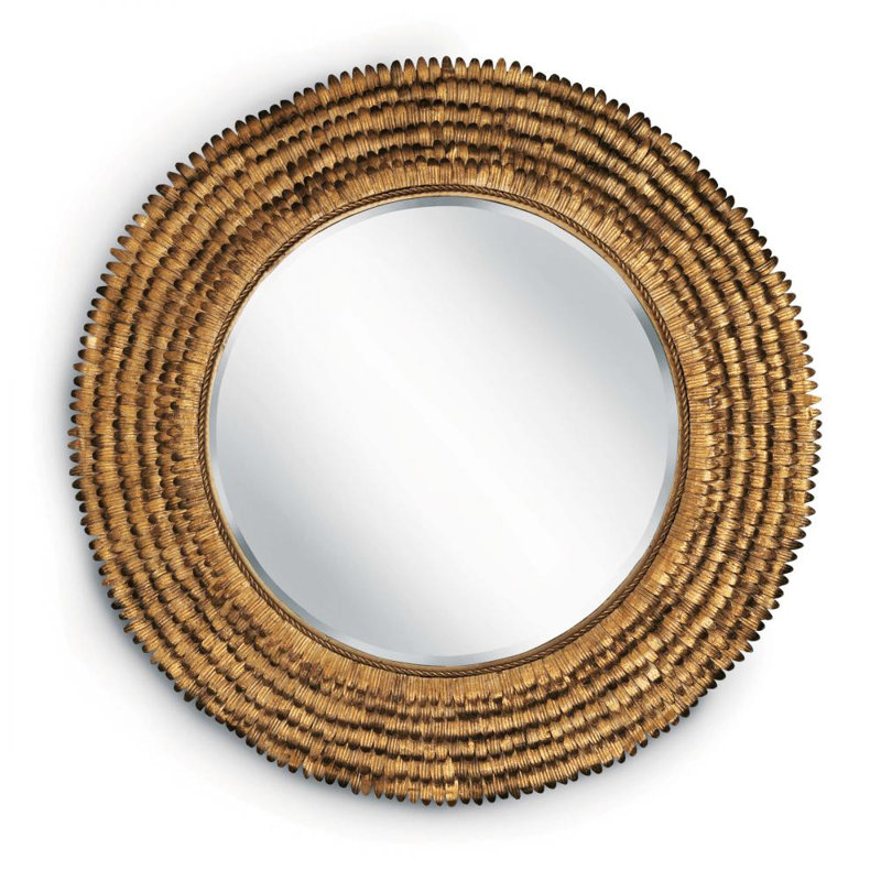 Petal Round Metal Beveled Mirror
