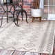 Ezri Diamond Indoor/Outdoor Area Rug for Living Room Patio Deck Front Porch Kitchen, Ivory/Dark Grey