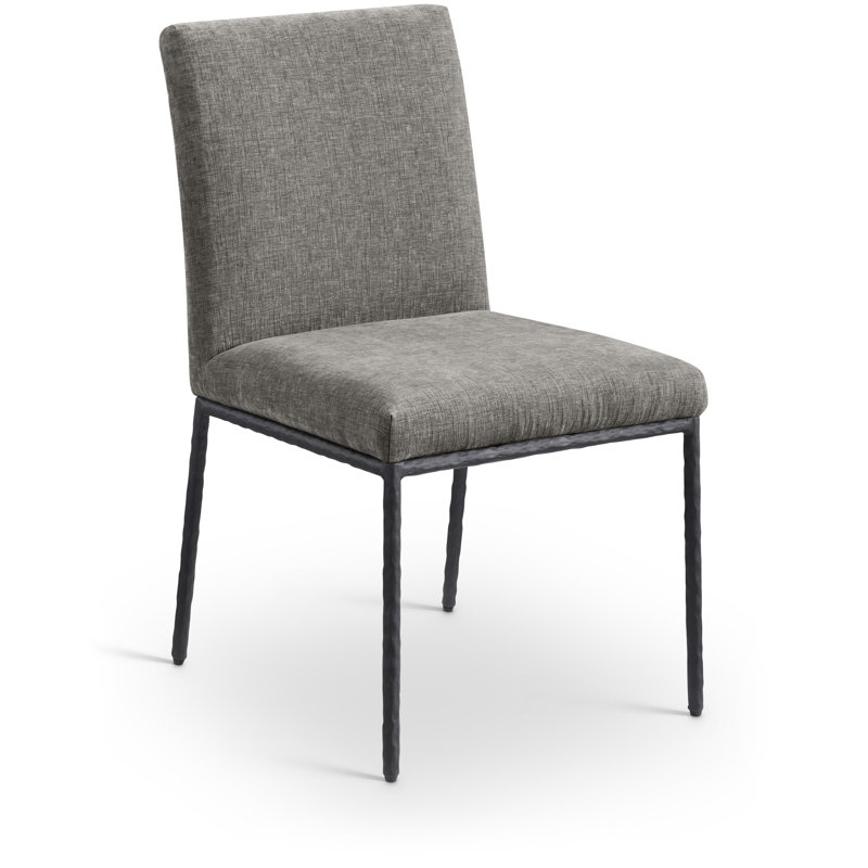 Chaise d'appoint en chenille Reeves, Tissu gris chenille, Noir mat