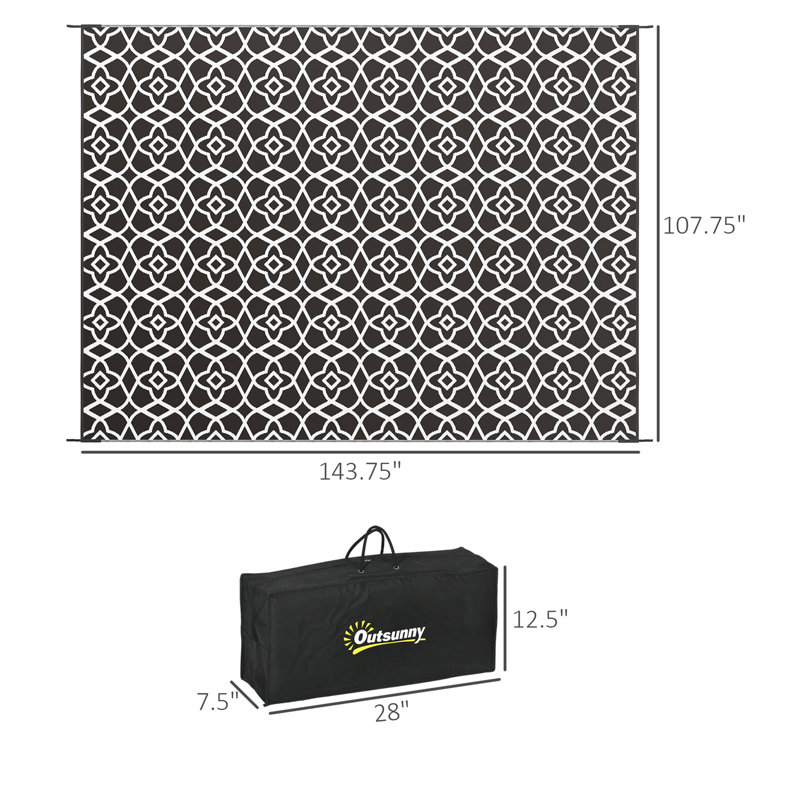 Outsunny Reversible Outdoor Rug, Rectangle 9' x 12'