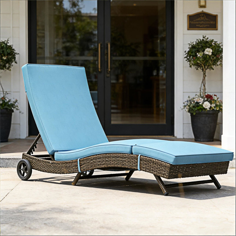 Outdoor Wicker Chaise Lounge Chair, Brown