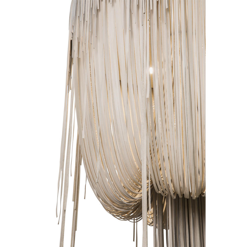 Leather Fringe Chandelier, 71" H x 40" W x 40" D, 4