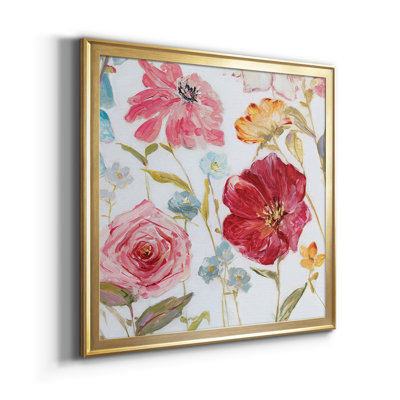 Wildflower Whimsy I - Vintage Botanical Print, Matted and Framed Under Acrylic Glass, Set of 2, Living Room and Dining Room Wall Art