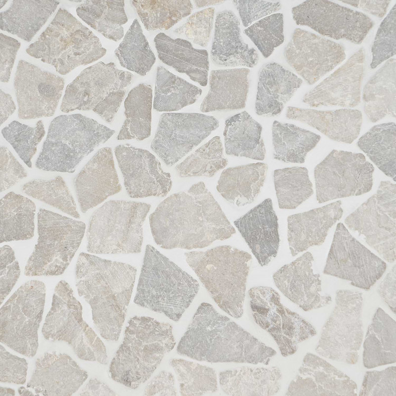 Nature 12x12 Tumbled Pebble Tumbled Mosaic Tile, Pram Gray