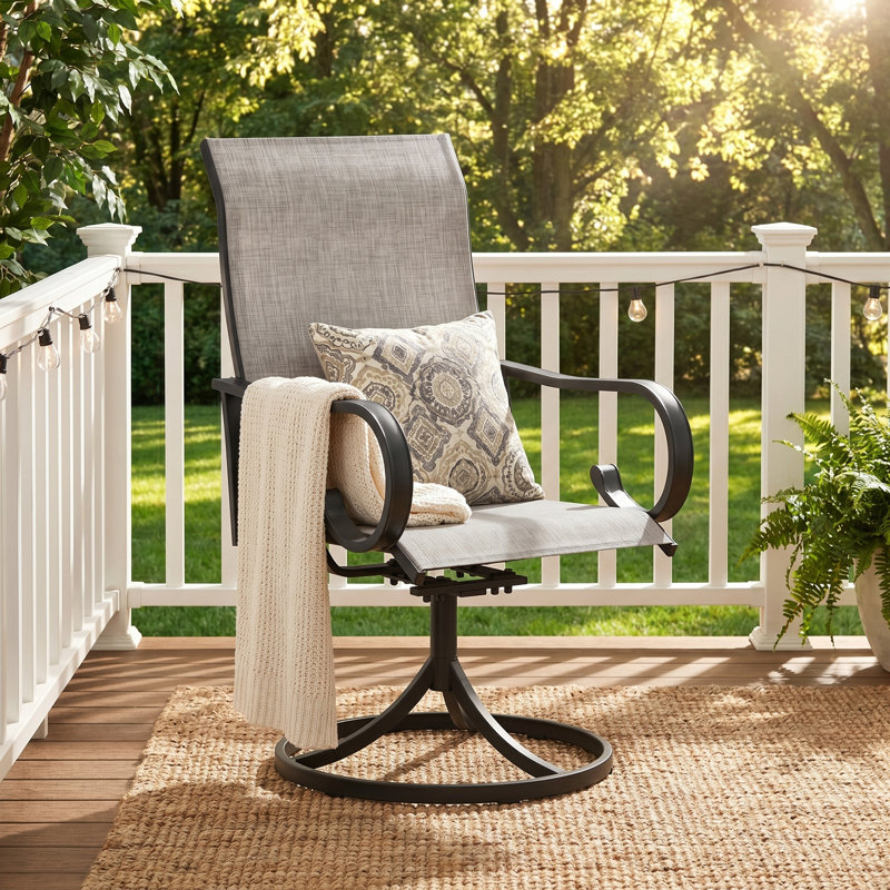 Chaise de patio d'extérieur pivotante en textilène, Gris / Gris