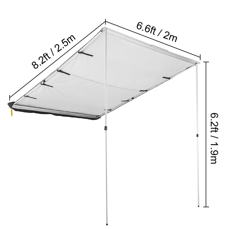 Auvent latéral à rétraction manuelle, H 74,4 po x l 98,4 po x P 79,2 po, Gris