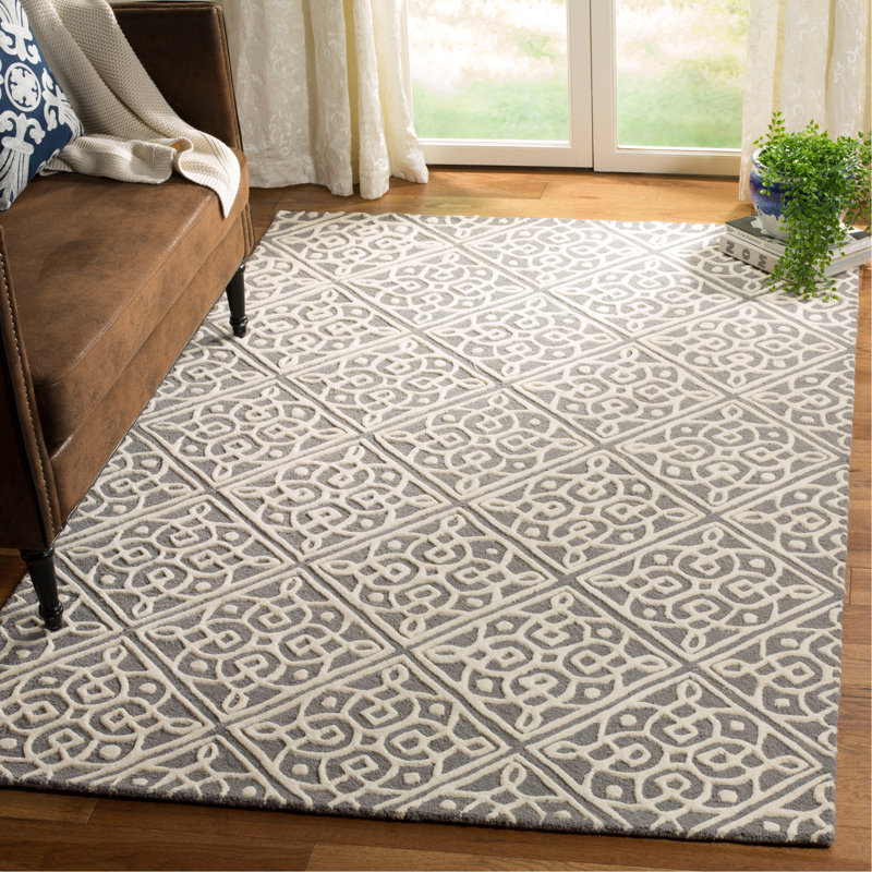 Tapis géométrique en laine touffeté à la main Sadik, Rectangle 8 pi x 10 pi