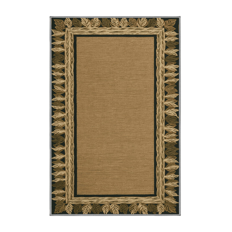 Washable Leaf Pattern Edge Farm Area Rug, Rectangle 7' x 9'