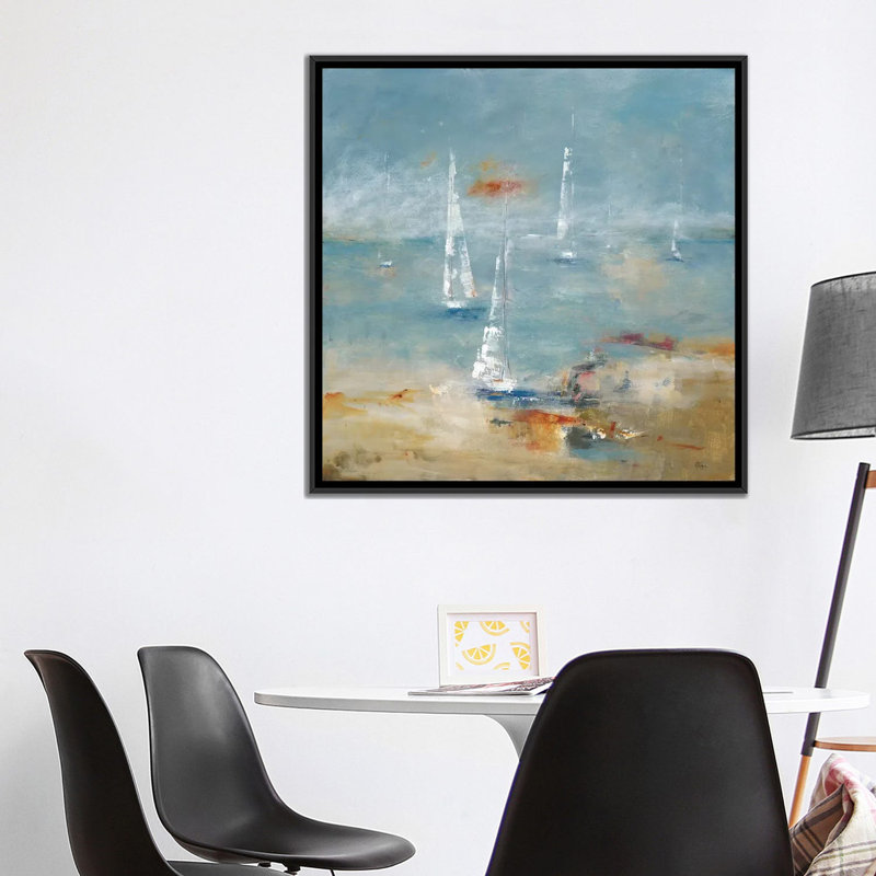 «Sail Away» par Lisa Ridgers, reproduction d'art graphique sur toile, H 18 po x l 18 po x p 1,5 po, Toile avec cadre noir