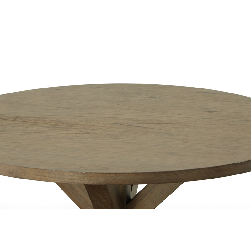 Classic Tan 47.25" Round Dining Table with Stable Cross Trestle Base, Vintage Walnut