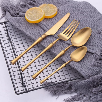 16-Piece Professional 304 Stainless Steel Cutlery Set With Ergonomic Tapered Design - Steak Knife, Fork, Spoon, And Teaspoon For Restaurant-Style Dining