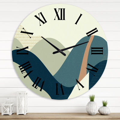 Abstract Geometric Landscape With Hills - Modern wall clock