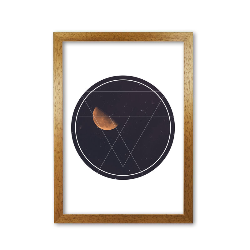 Moon Circle - Print, Honey Oak Frame, 60 cm H x 42 cm W x 5 cm D