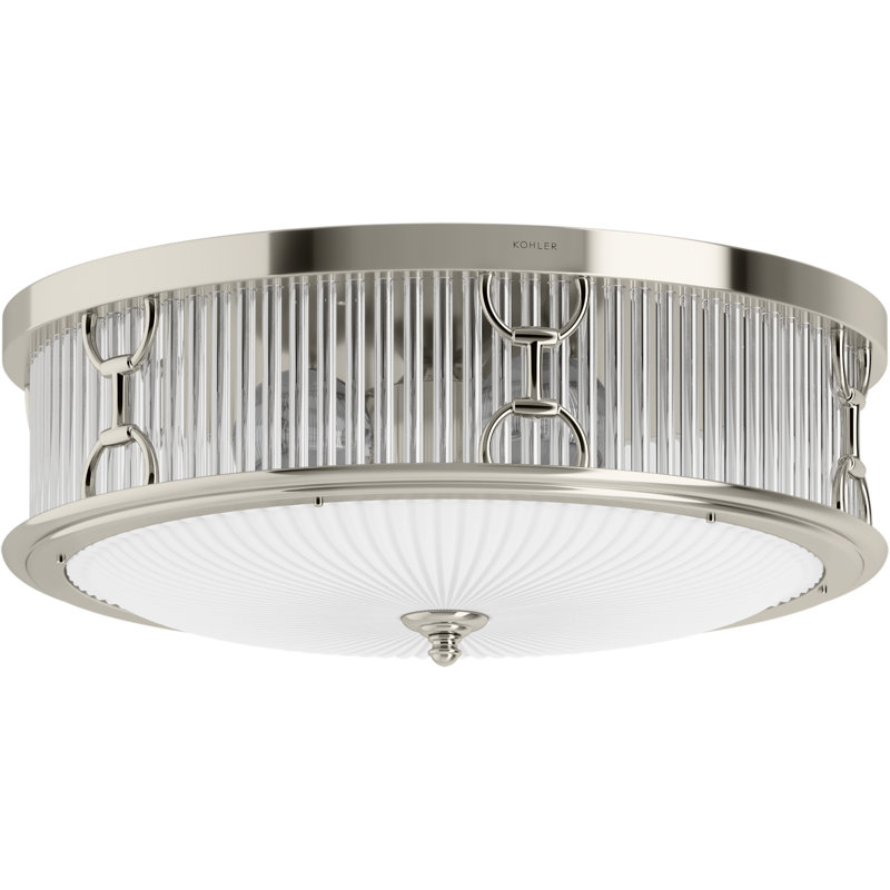 Terret Three-Light Flush-Mount, Polished Nickel