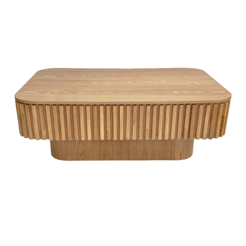 Table basse à plateau relevable cannelé 38,6 po, Bois naturel