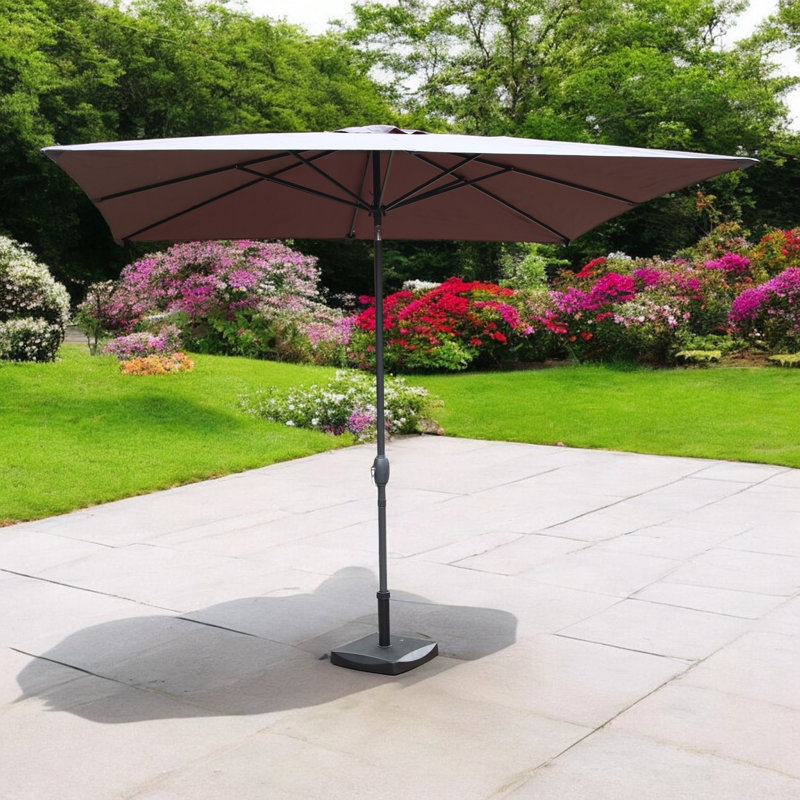 2.4mx3m Crank and Tilt Rectangular Parasol Grey Powder Coated Pole (38mm Pole, 8 Ribs) This parasol is made using Polyester Fabric which has a Weather-Proof Coating & UPF Sun Protection Level 50