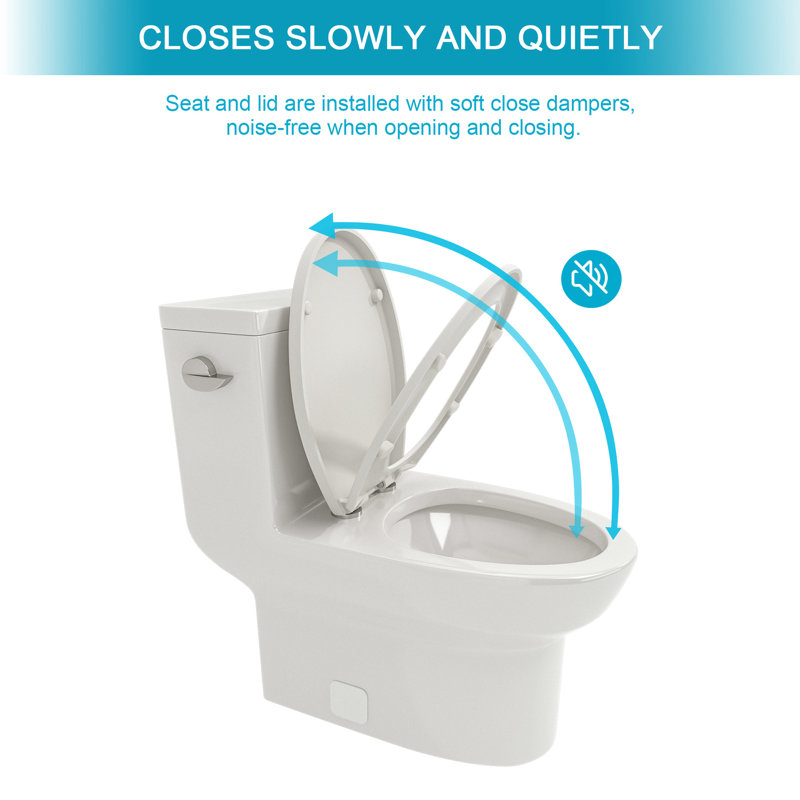 Ceramic Toilet One Piece - Low Water Absorption, Silent Flushing, White, 28.69 In. Deep, 16.31 Wide, 28.77 Tall Modern One Construction, Quiet Flush, Depth, Width, Height