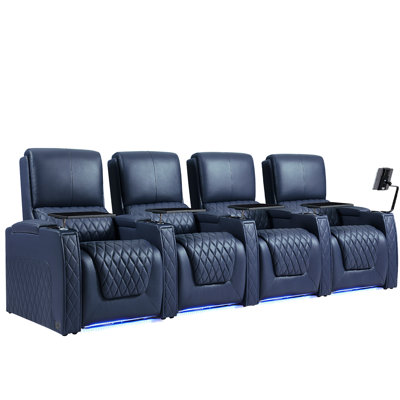 Haiylee Zero Gravity Home Theater Seating Top Grain Leather Recliner Sofa Power Headrest Footrest 