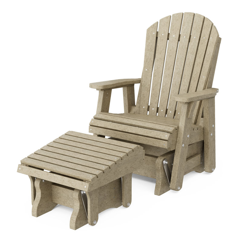 Fauteuil oscillant simple avec repose-pieds Delja, Bois patiné