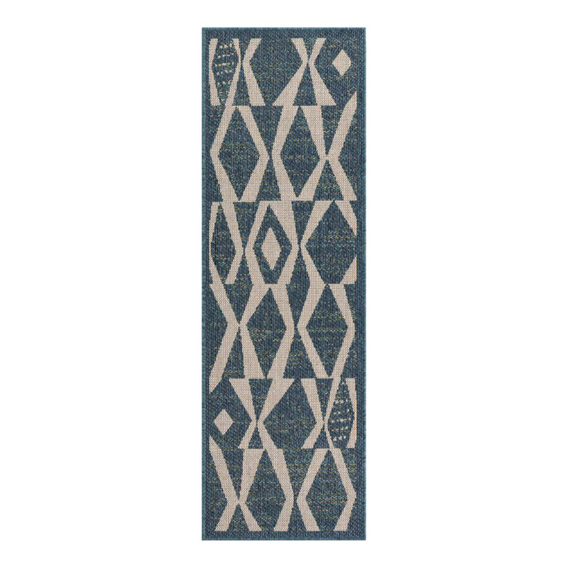 Geometric Indoor / Outdoor Rug, Runner 2' x 6'1"