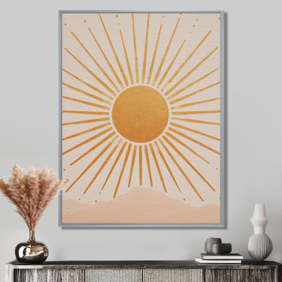 «Mid Century Yellow Sun Print», impression sur toile minimaliste minimaliste jaune
