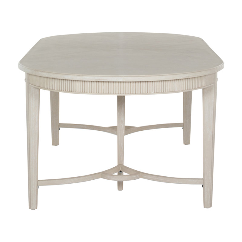 Cerused White Oval Extendable Wood Dining Table