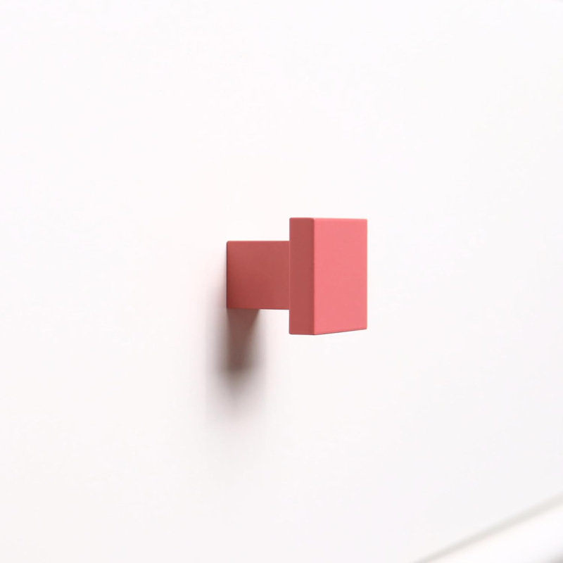 ROUS Hardware Art Deco Square Knob, Blush (Pink)